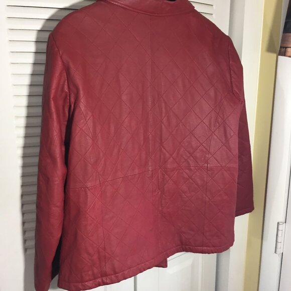 sz 1x red  leather jacket by Dialogue chest 48" chest lined - Picture 4 of 4